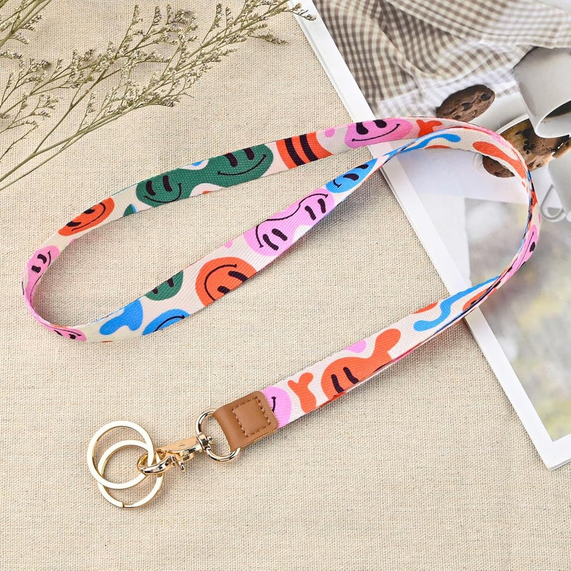 Knagsfa Lanyards for Keys, Neck Lanyards for ID Badges with Metal Hook, Cute Keychain Lanyard for Women, Colorful Smile - Image 5